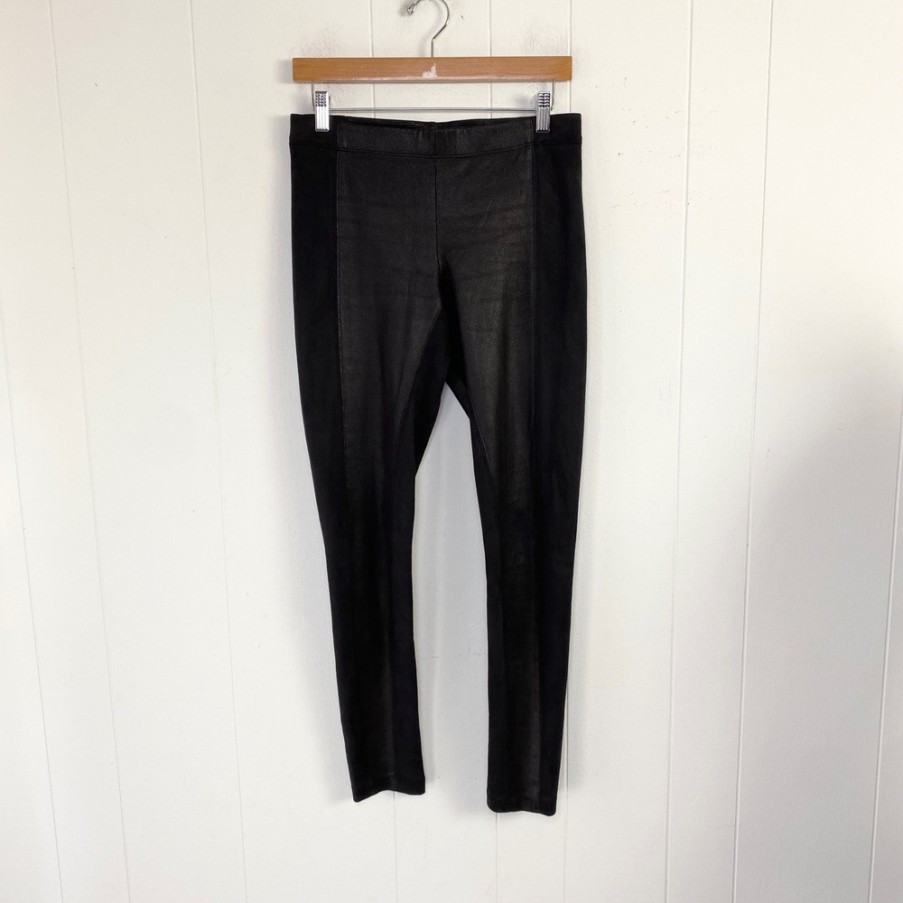 Hale Bob Black Faux Leather Suede Mixed Media Leggings Pants 4AVE8191 Women's M